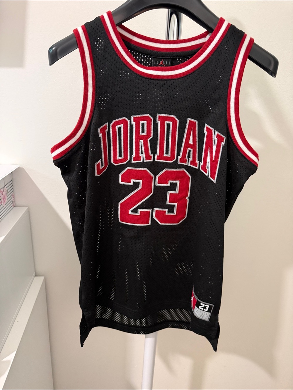 Jordan Black Basketball Jersey with Red & White Accents